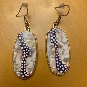 Hand painted one of a kind long resin pink earring